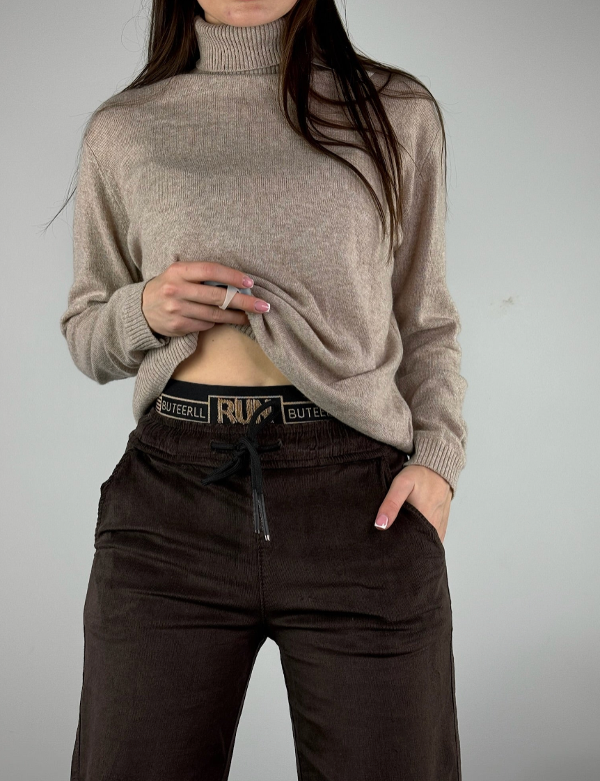 Brūnas VELVET PALAZZO BIKSES