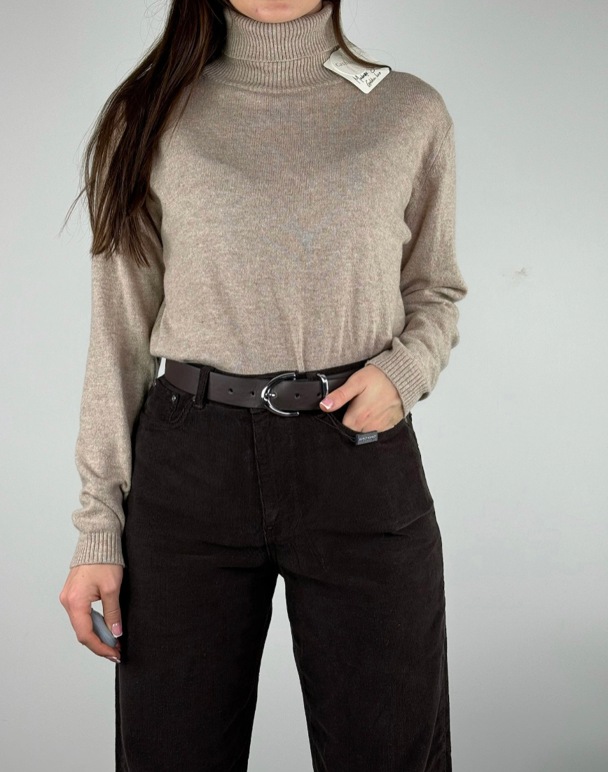 Brūnas MICRO VELVET MOM BIKSES