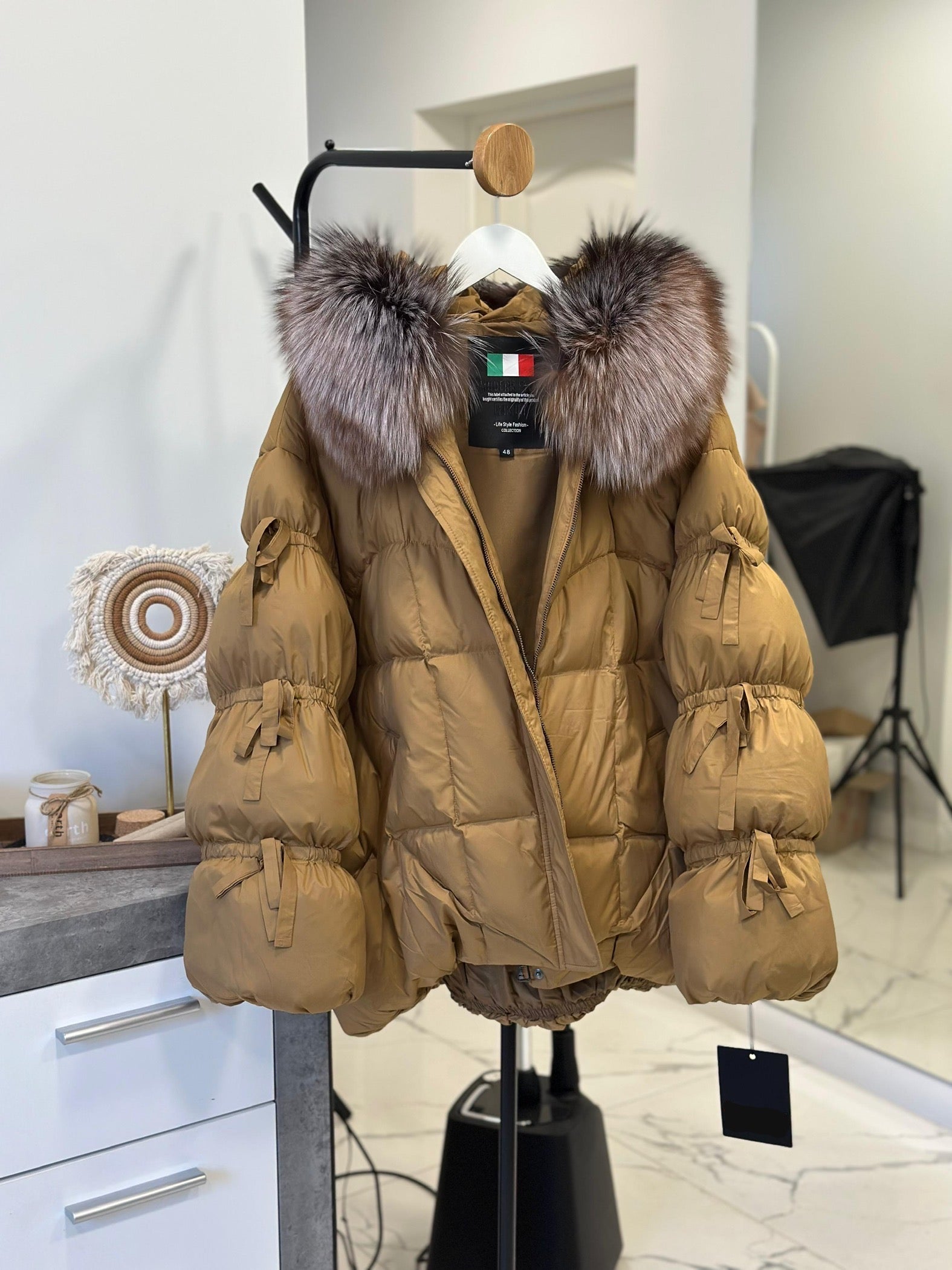 Owersize dūnu jaka sievietei White/White Lucky Baltic