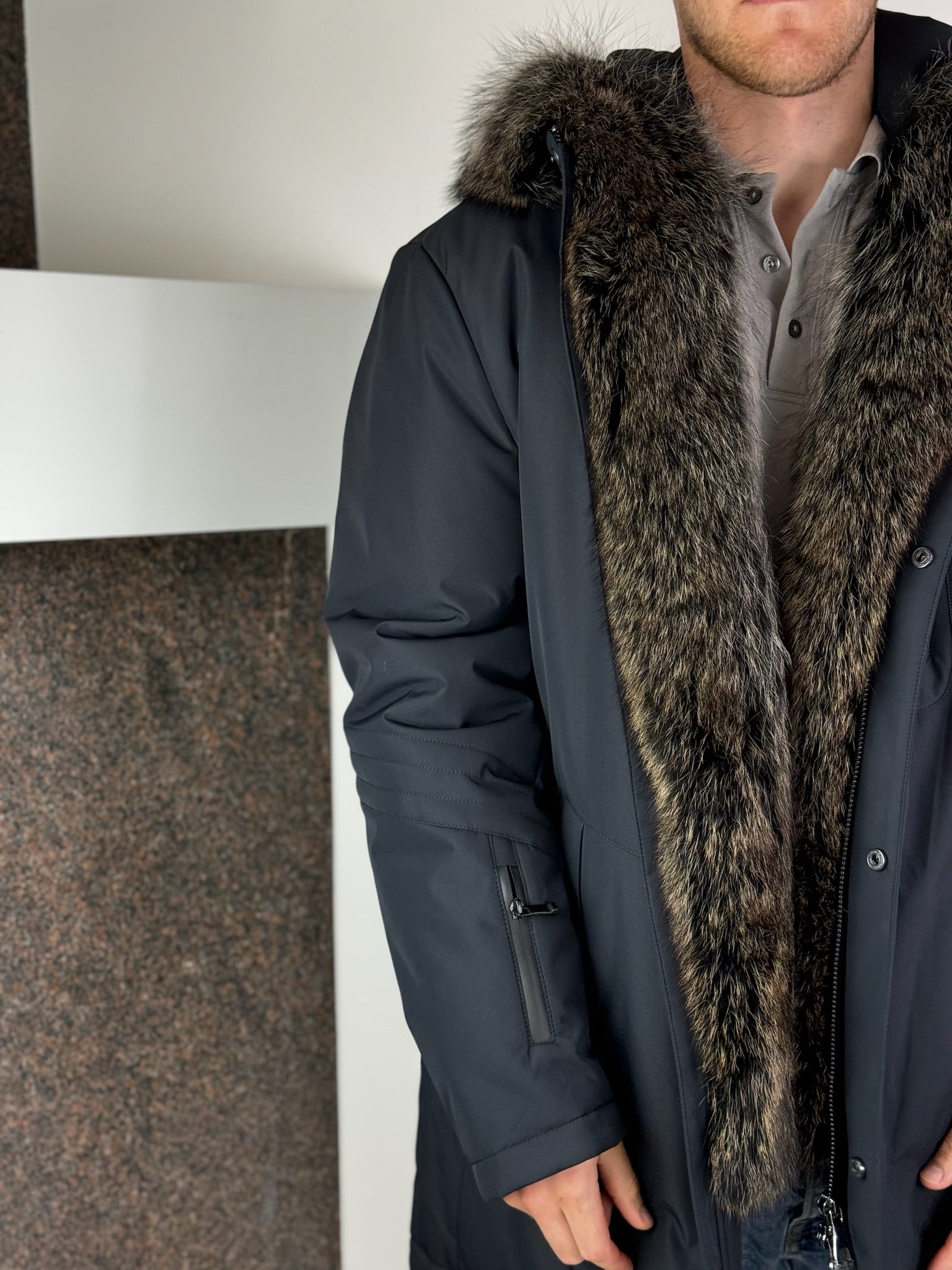 Black/Beigie Men PARKA Baltic 90cm