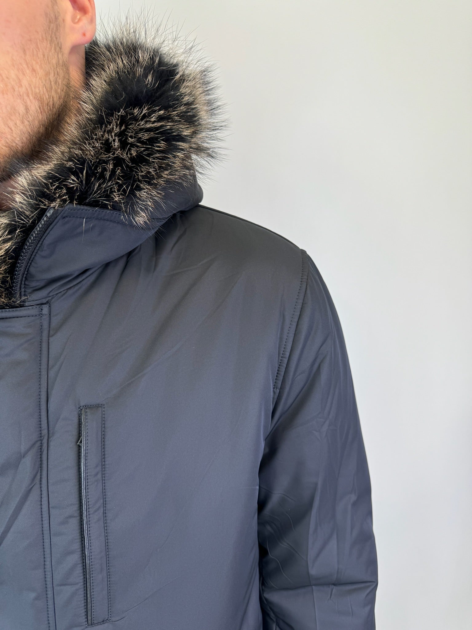 Мужская парка черного/бежевого цвета Baltic 90 см