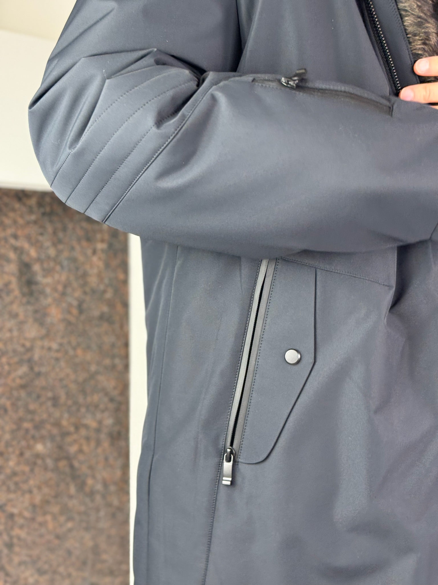 Мужская парка черного/бежевого цвета Baltic 90 см