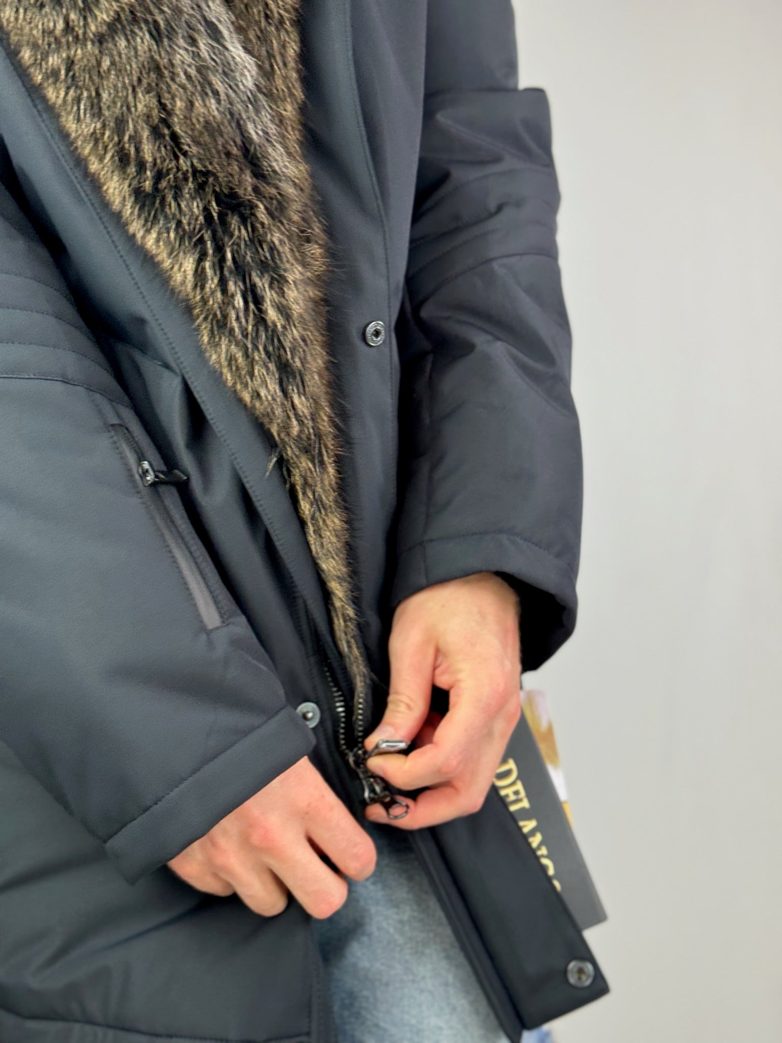 Мужская парка черного/бежевого цвета Baltic 90 см