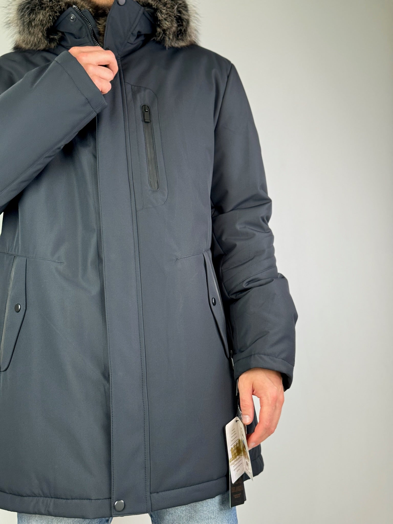 Мужская парка черного/бежевого цвета Baltic 90 см