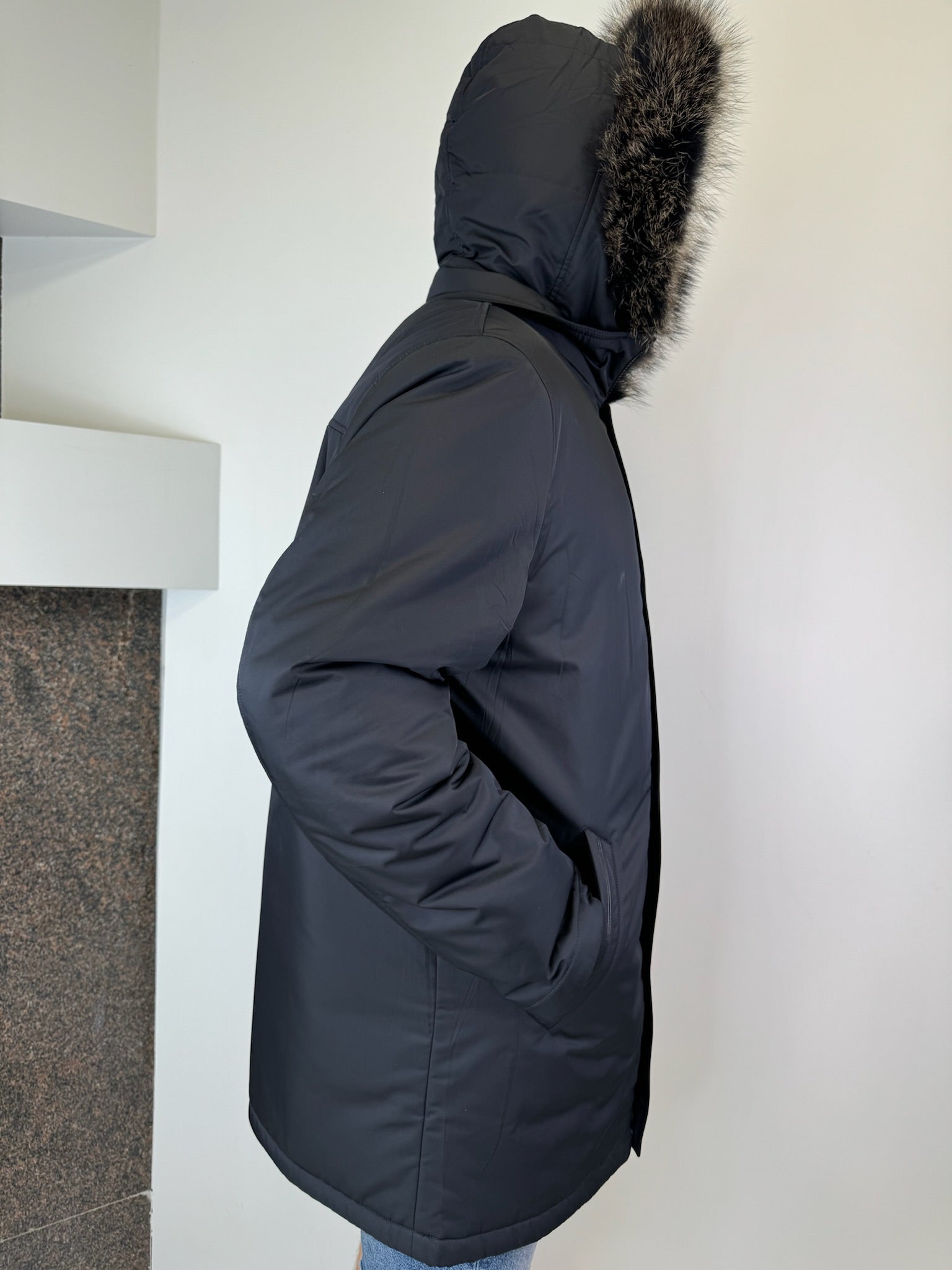 Мужская парка черного/бежевого цвета Baltic 90 см