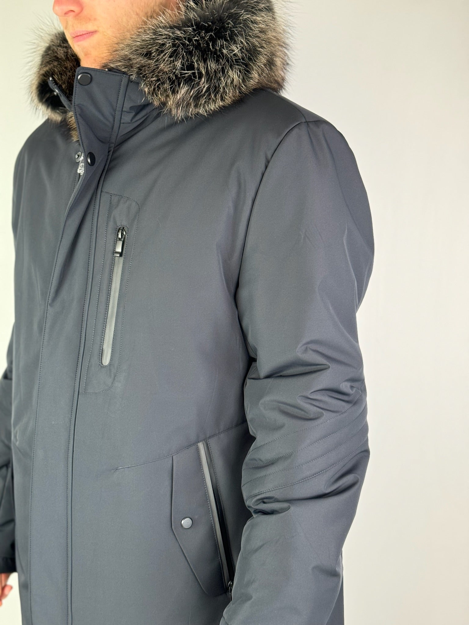 Мужская парка черного/бежевого цвета Baltic 90 см