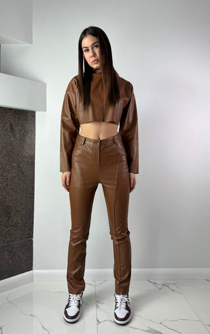 Brown eco leather suit