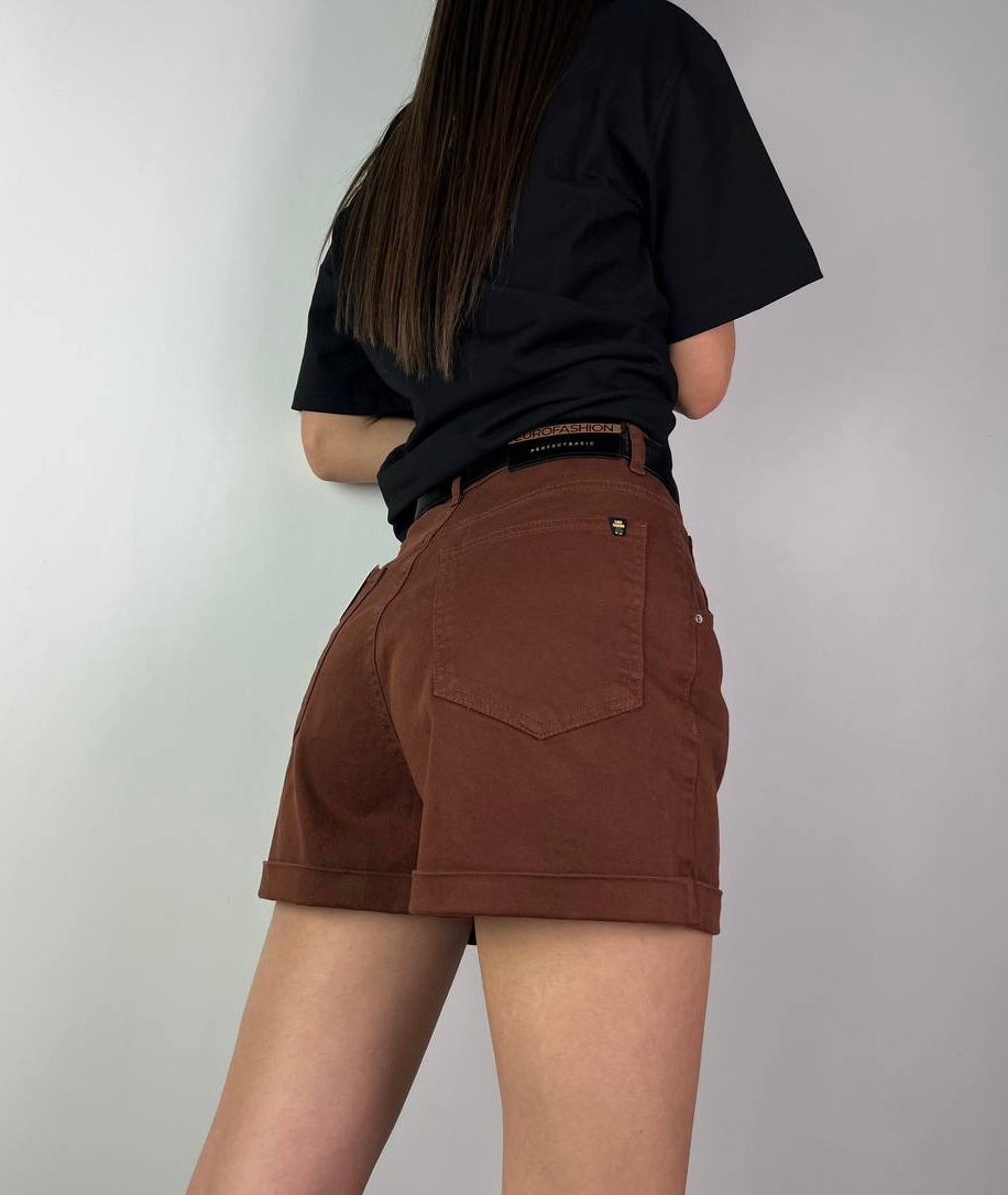 Brown denim shorts