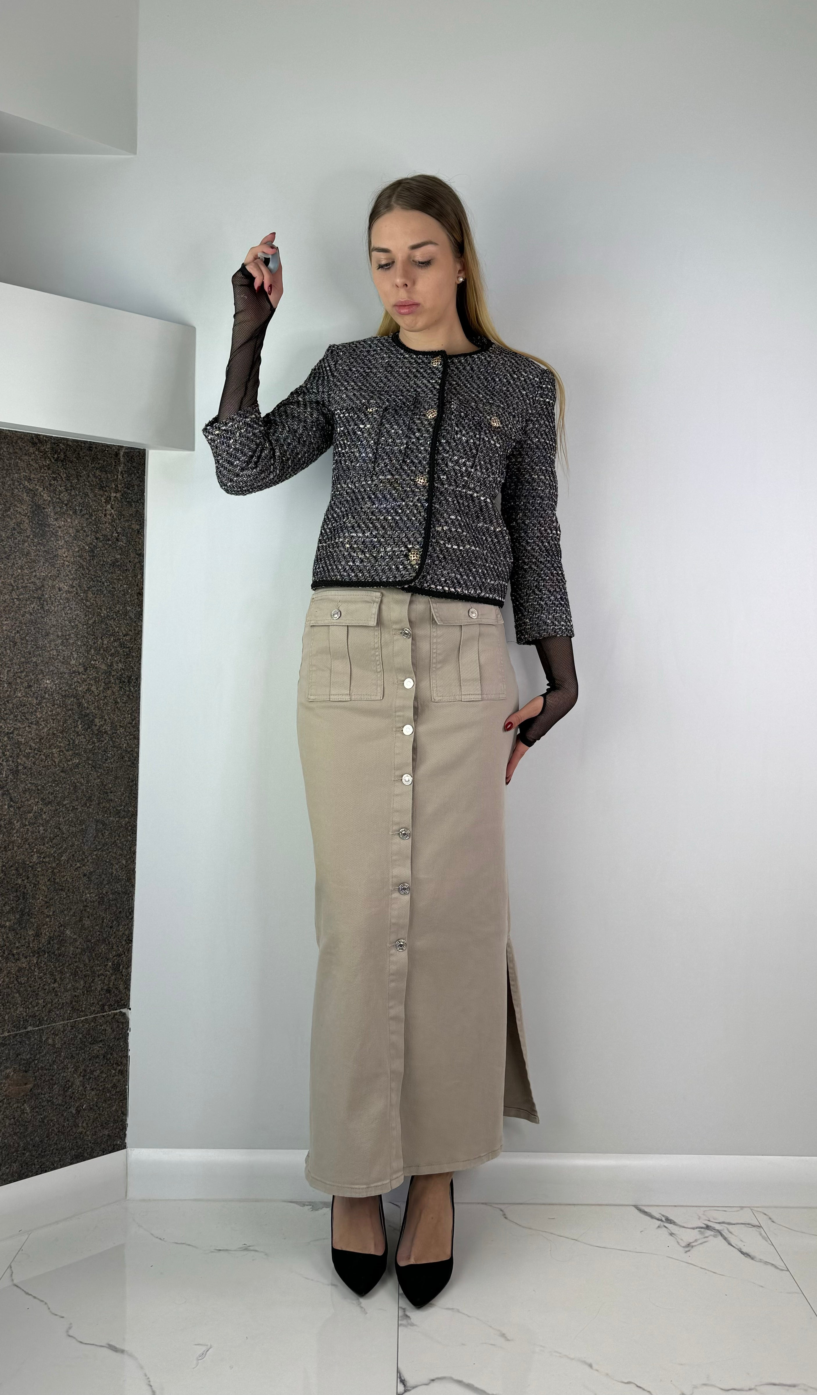 Beigie džinsu svārki