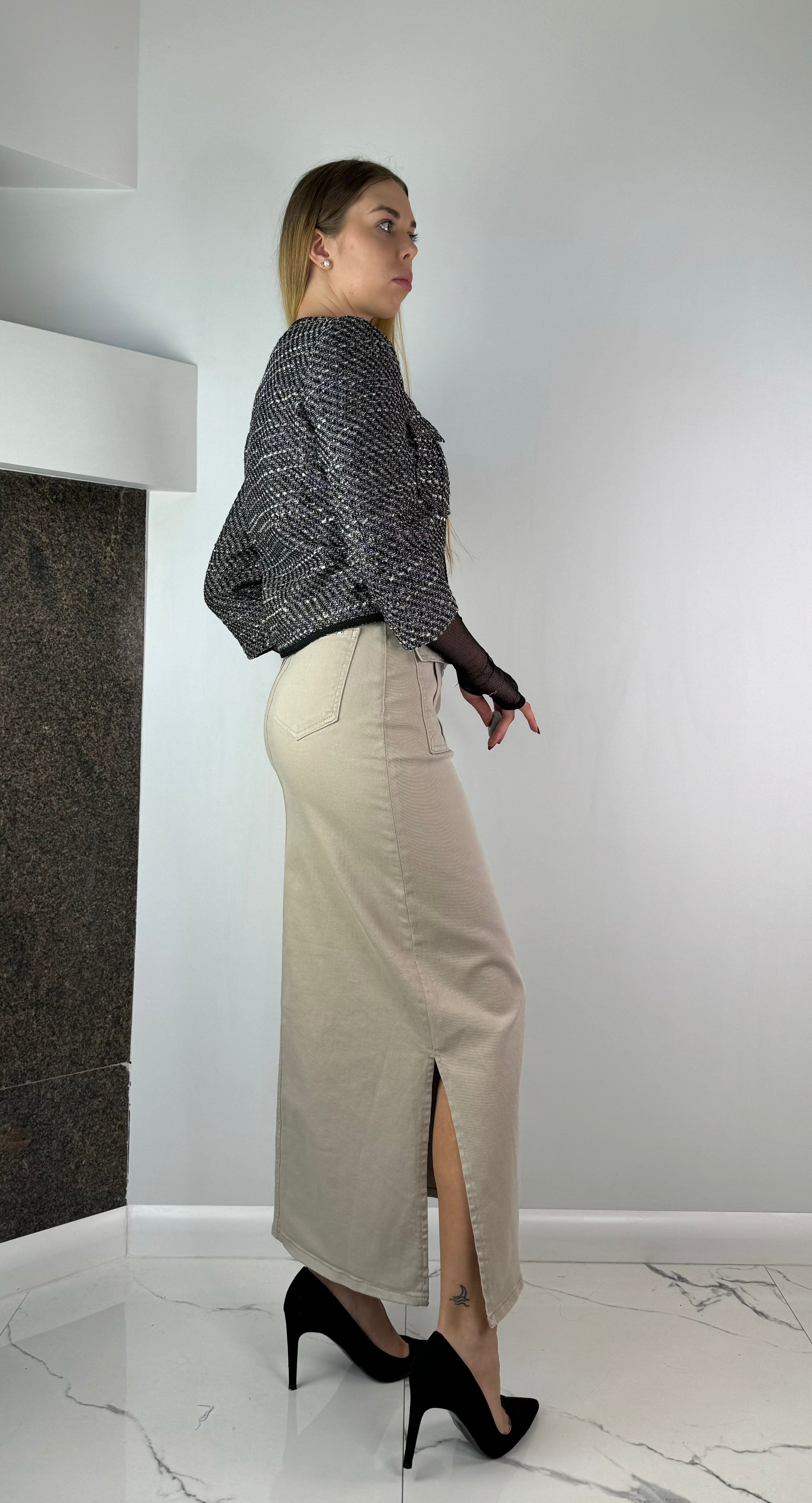 Beigie džinsu svārki