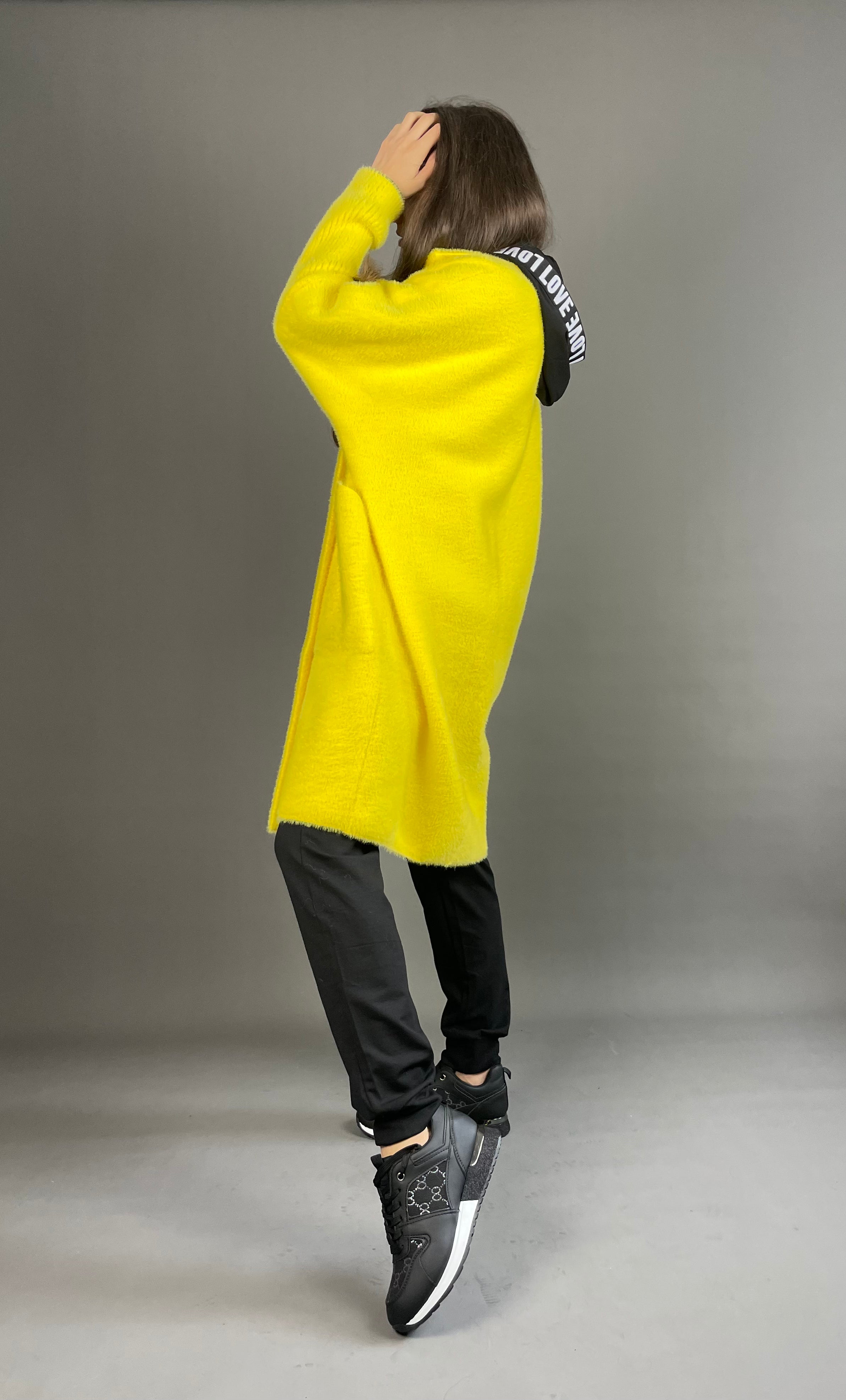 Dzeltens īss Alpaka mētelis