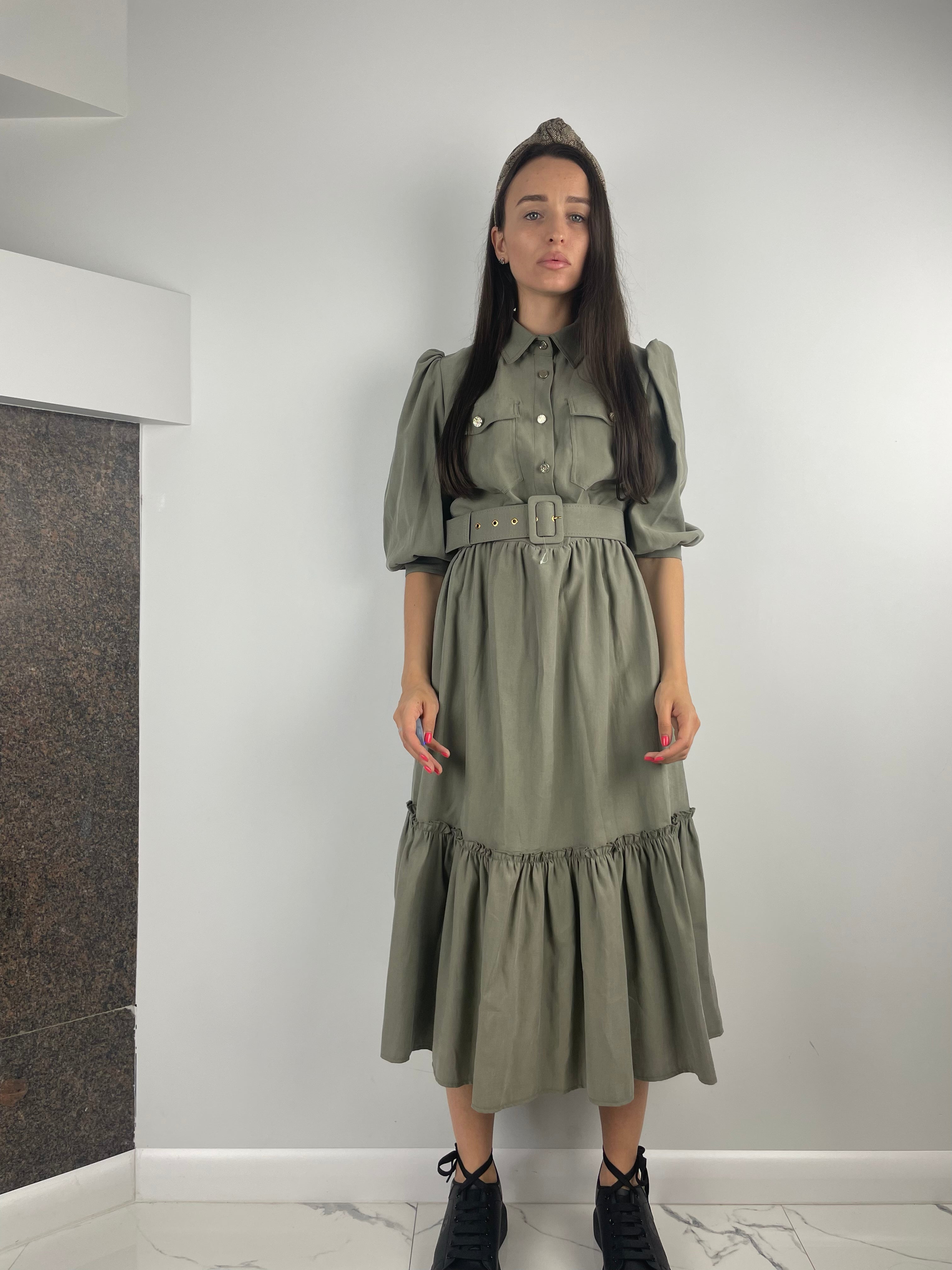 KHAKI DRESS with belt