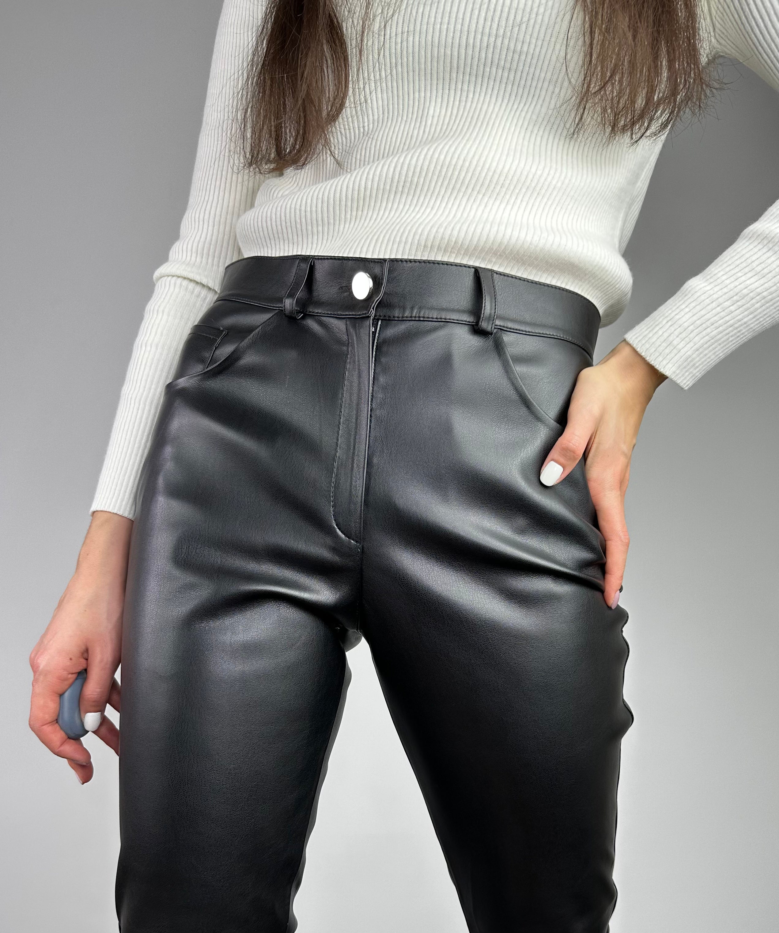 Melnas eko ādas bikses