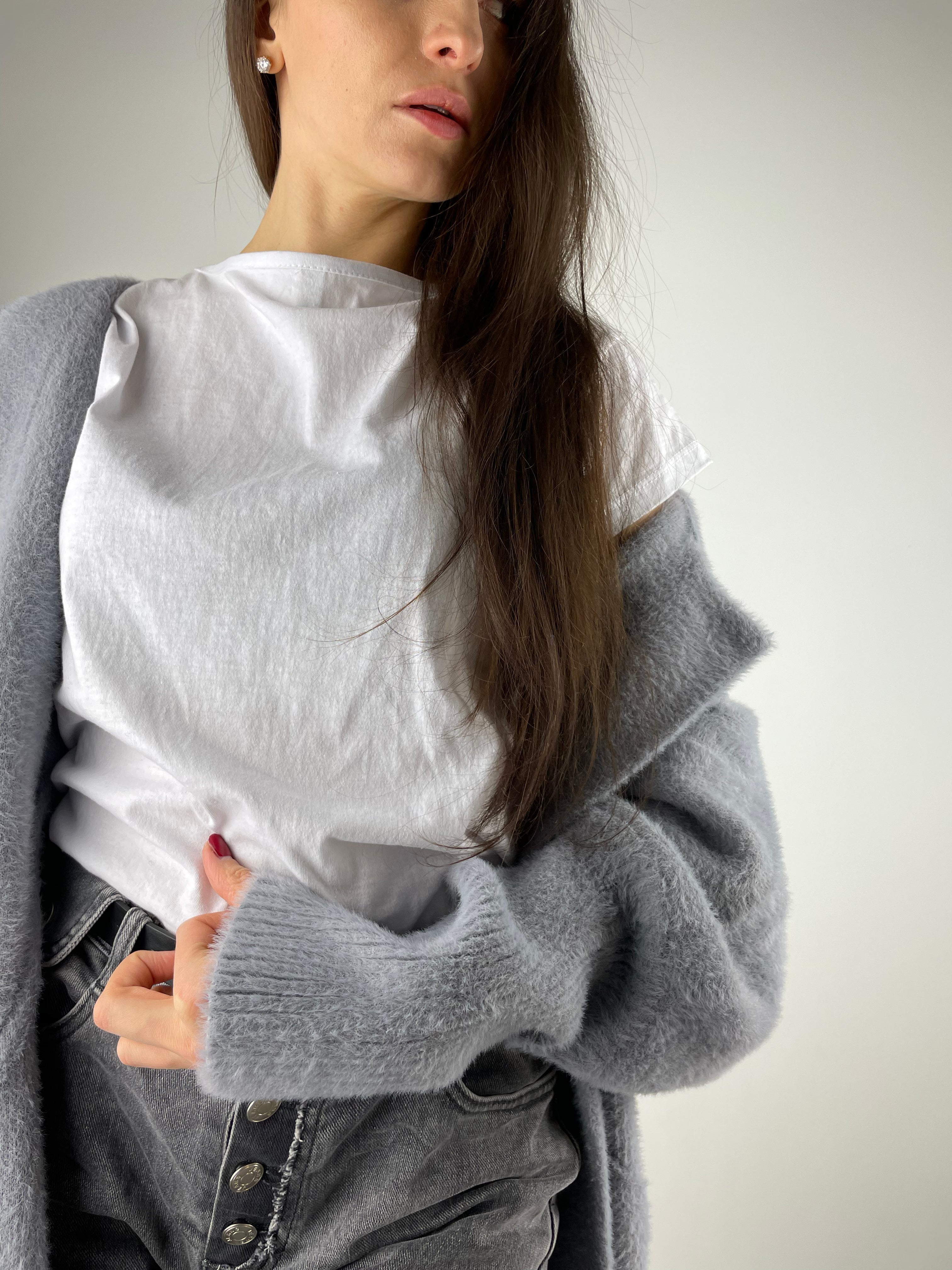 Pelēks alpakas kažoks