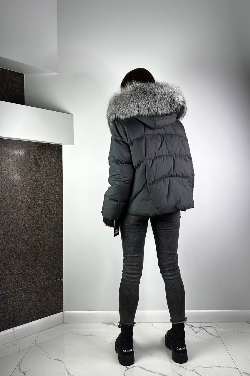 Sieviešu dūnu jaka melna / sudraba lapsa Lucky Baltic