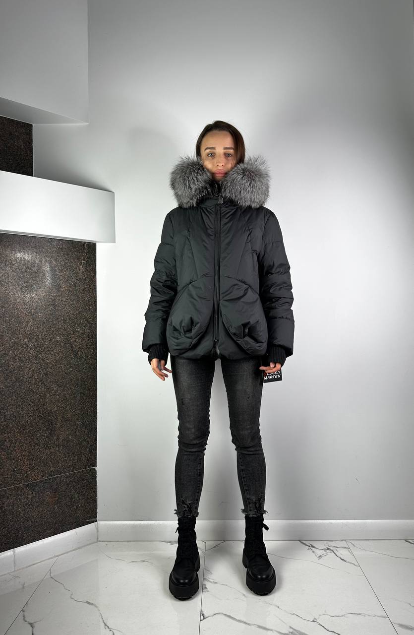 Sieviešu dūnu jaka melna / sudraba lapsa Lucky Baltic