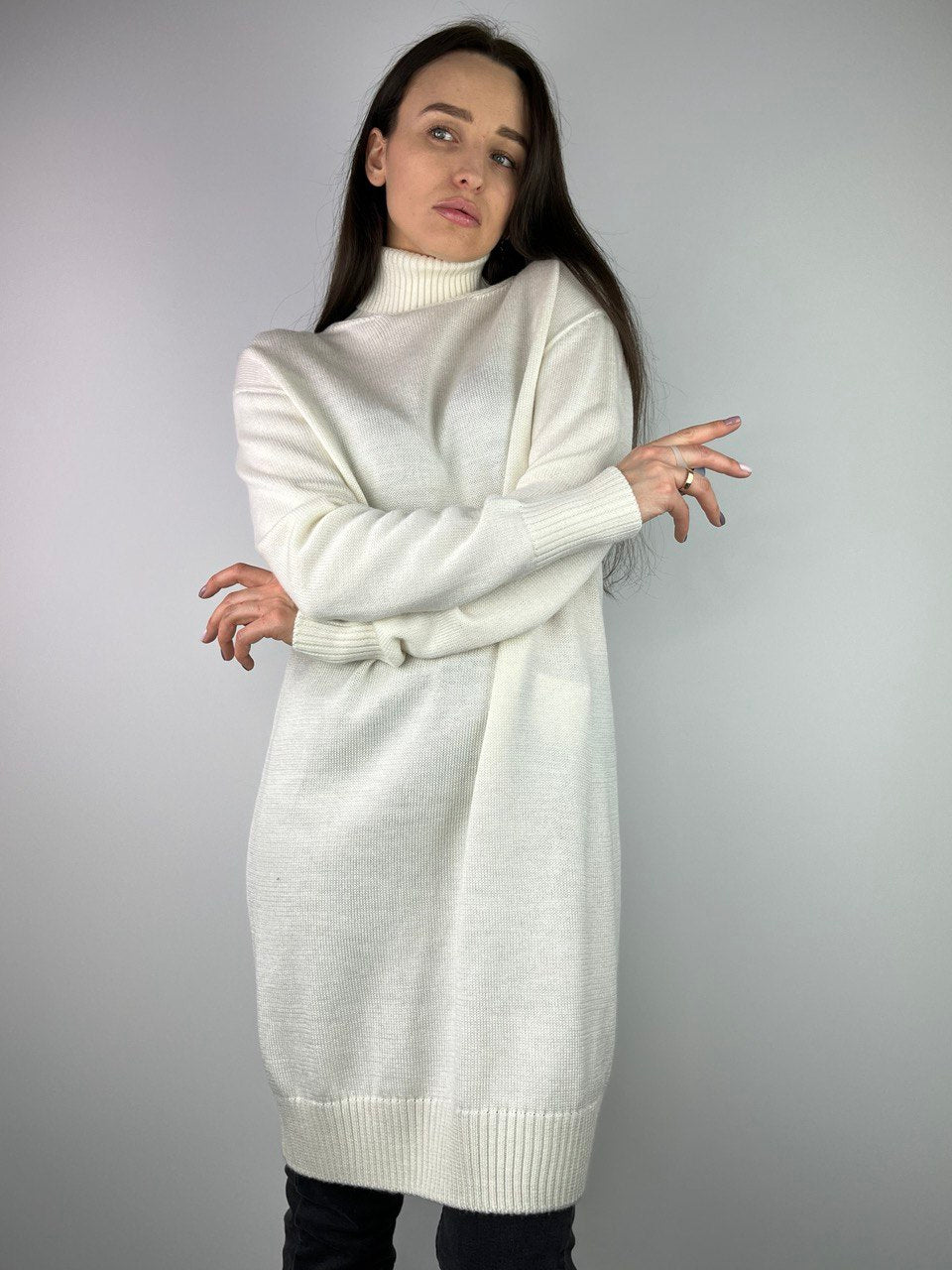 White cashmere dress