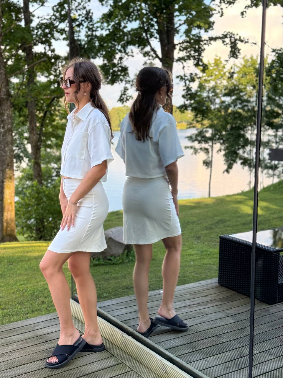 Белый костюм топ+юбка