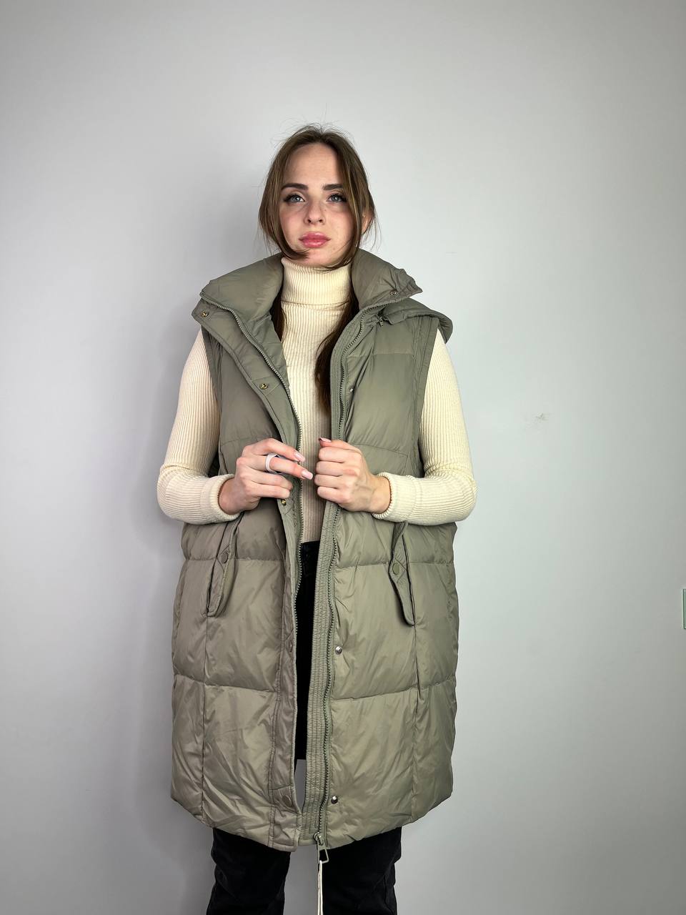 Olive Vest with hood