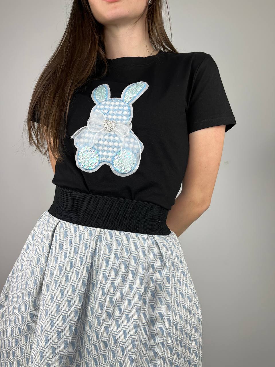 T-shirt Black J-CLAIR with rabbit
