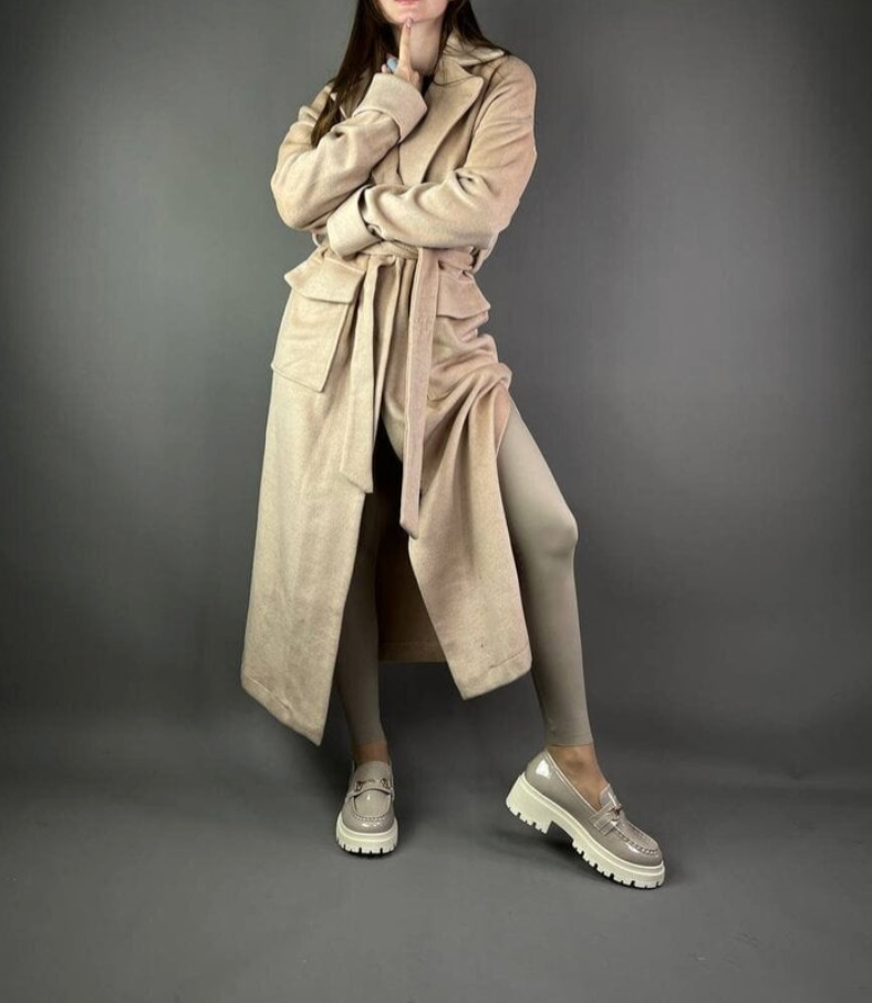 Blended wool cardigan coat