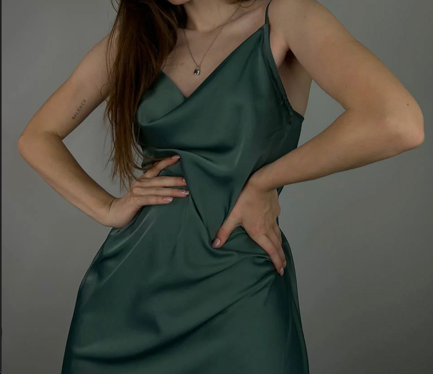 Green Summer emerald satin dress