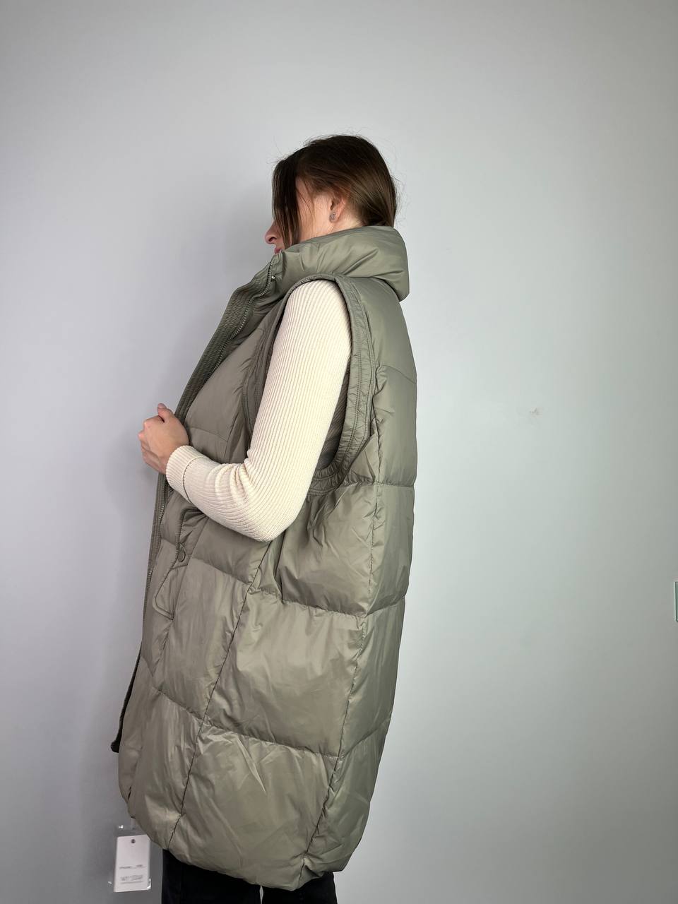 Olive Vest with hood