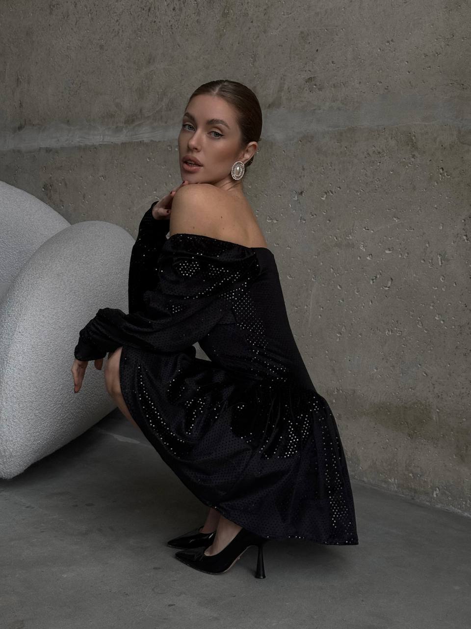 Sparkle Velvet Romper Dress ✨ Black