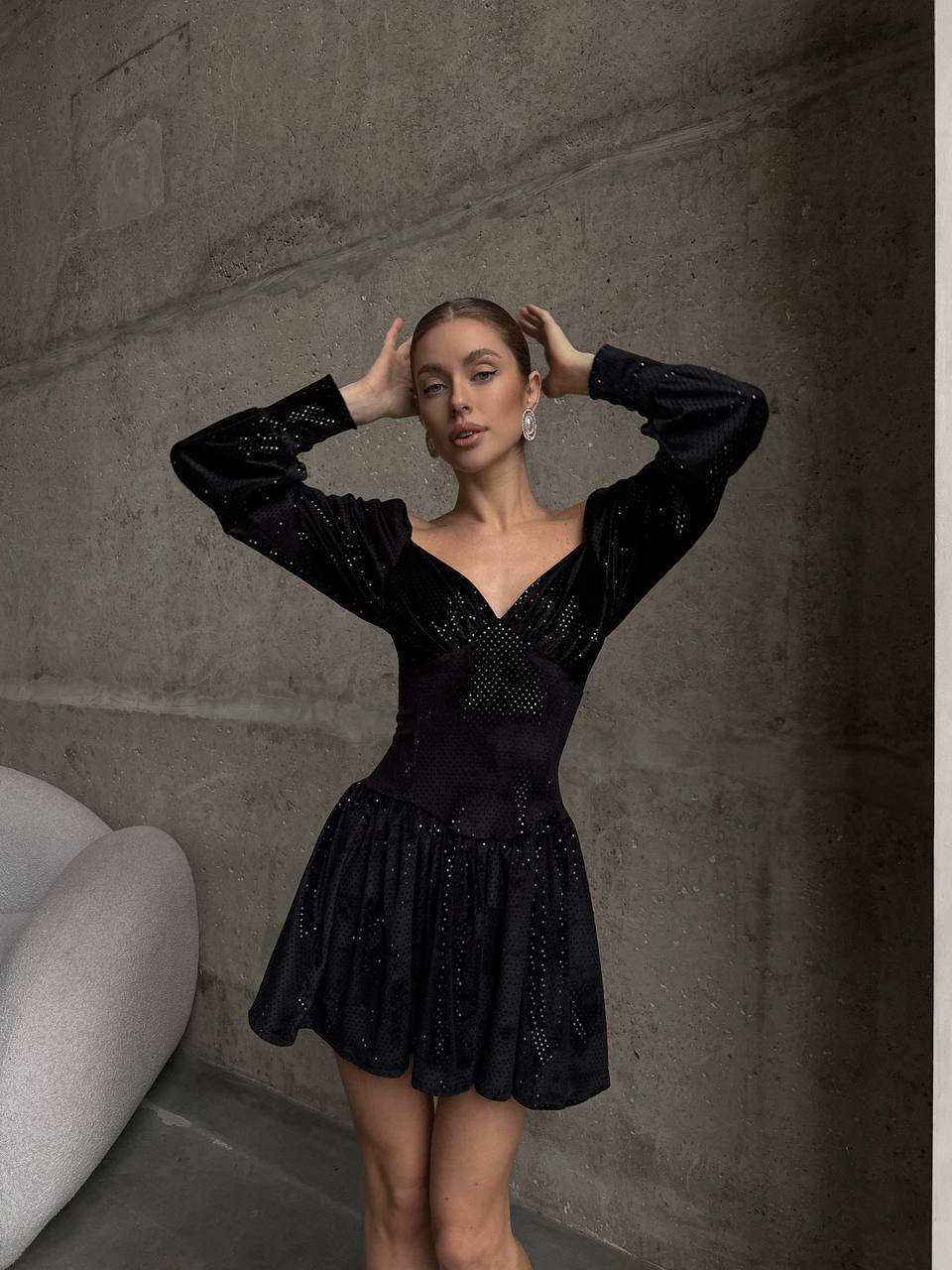 Sparkle Velvet Romper Dress ✨ Black