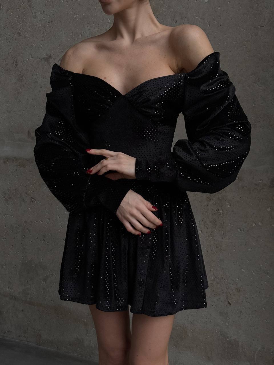 Sparkle Velvet Romper Dress ✨ Black