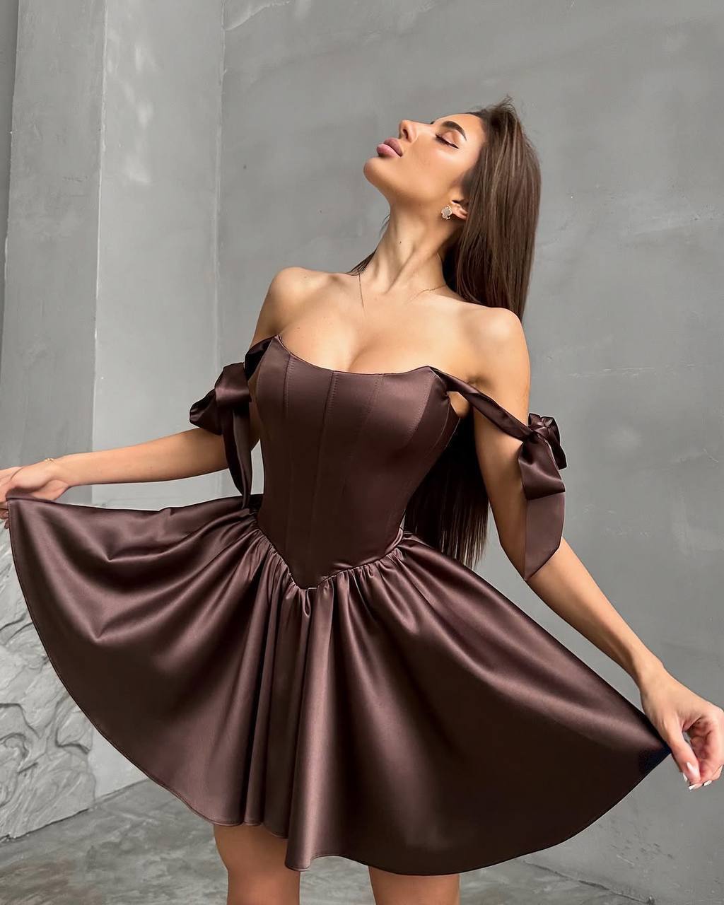 Armani Satin Corset Mini Dress – Black / White / Red / Chocolate