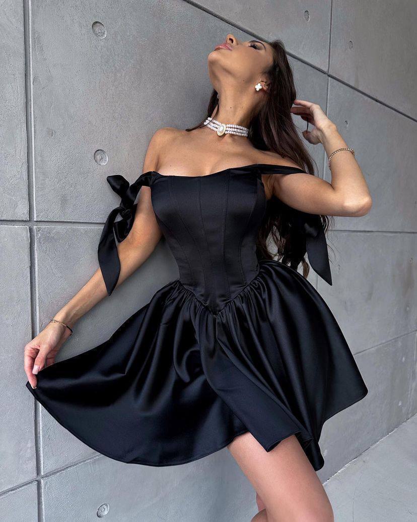 Armani Satin Corset Mini Dress – Black / White / Red / Chocolate