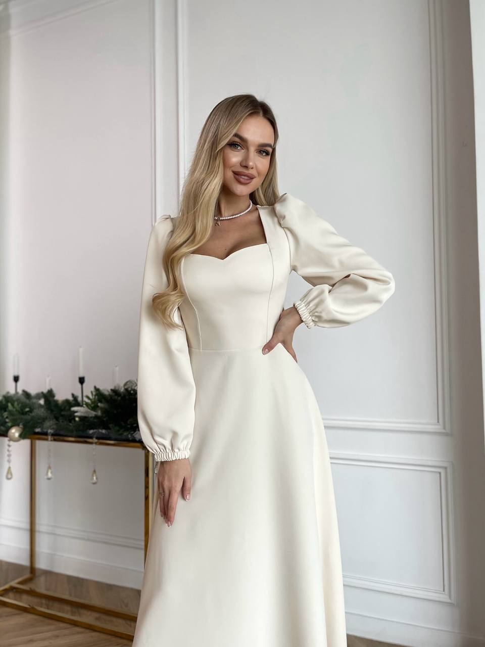 Elegant Square-Neck Midi Dress – Multiple Colors