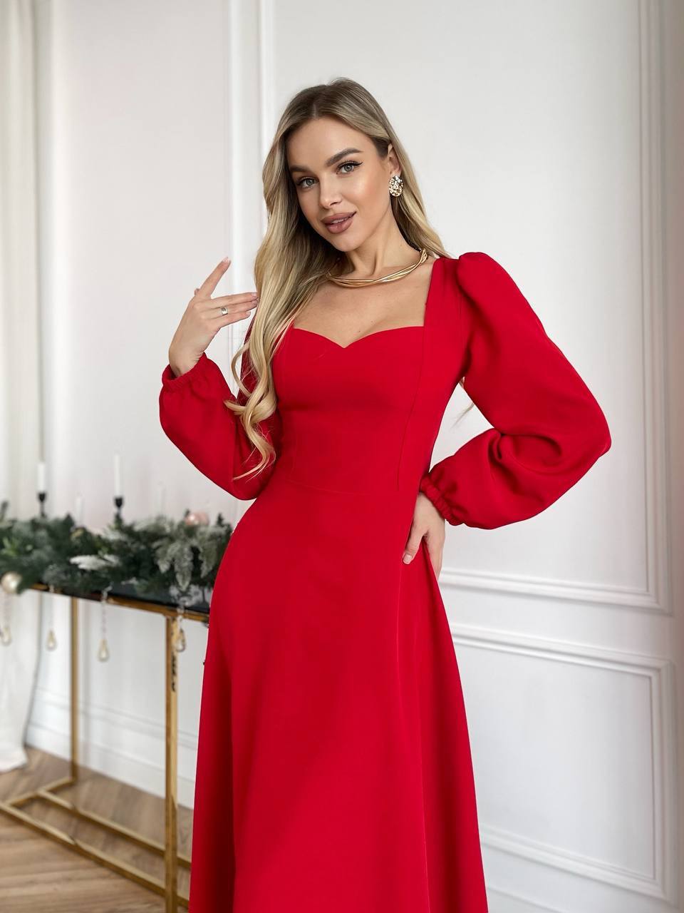 Elegant Square-Neck Midi Dress – Multiple Colors