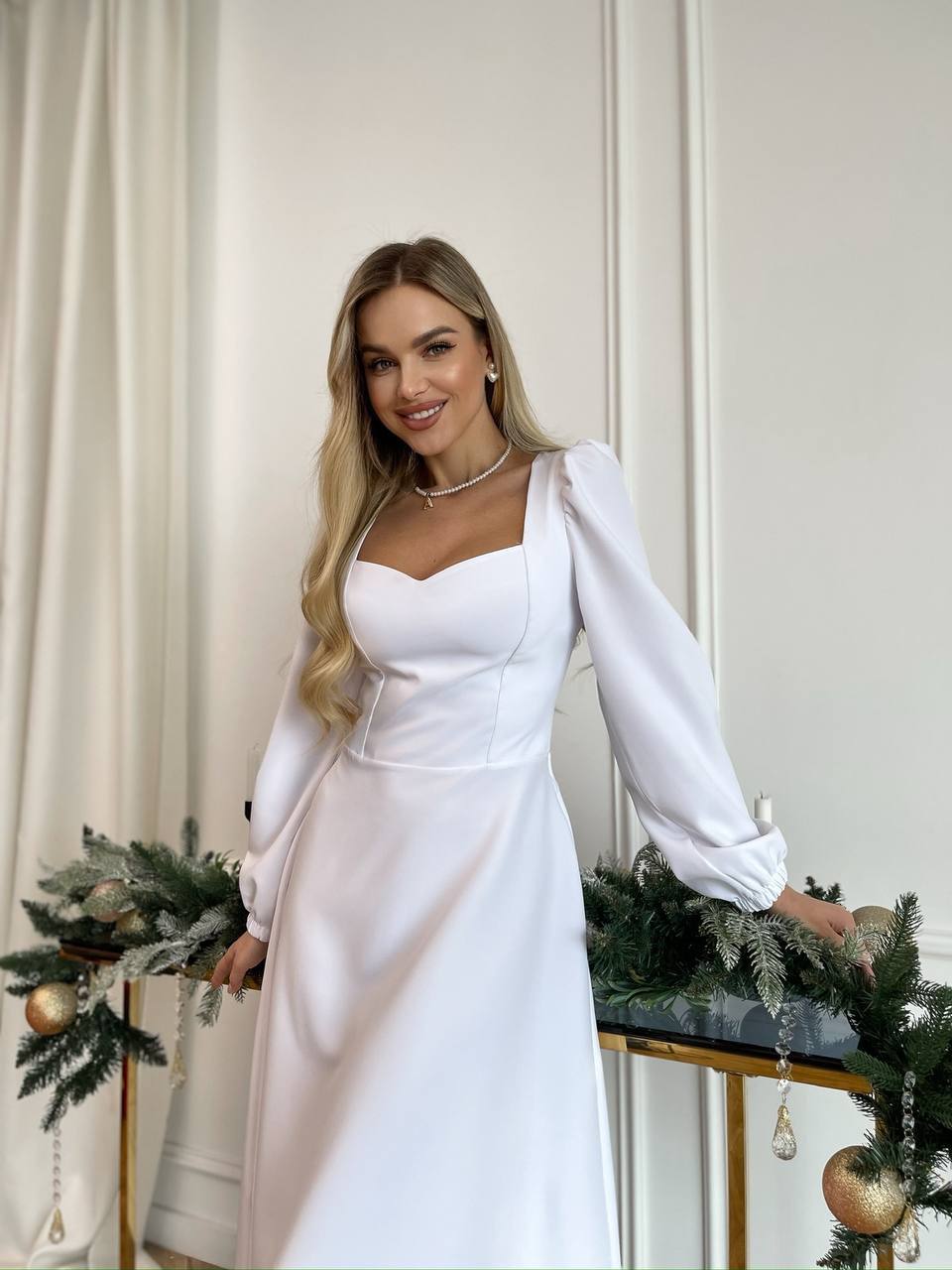 Elegant Square-Neck Midi Dress – Multiple Colors