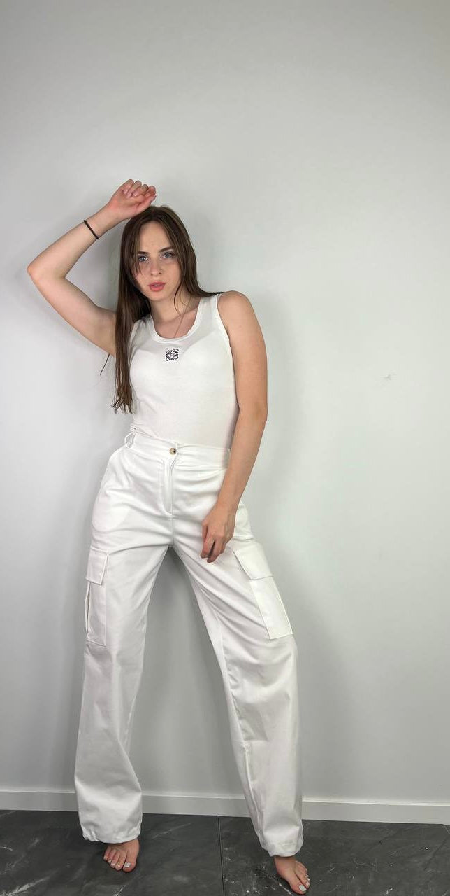 White cargo pants