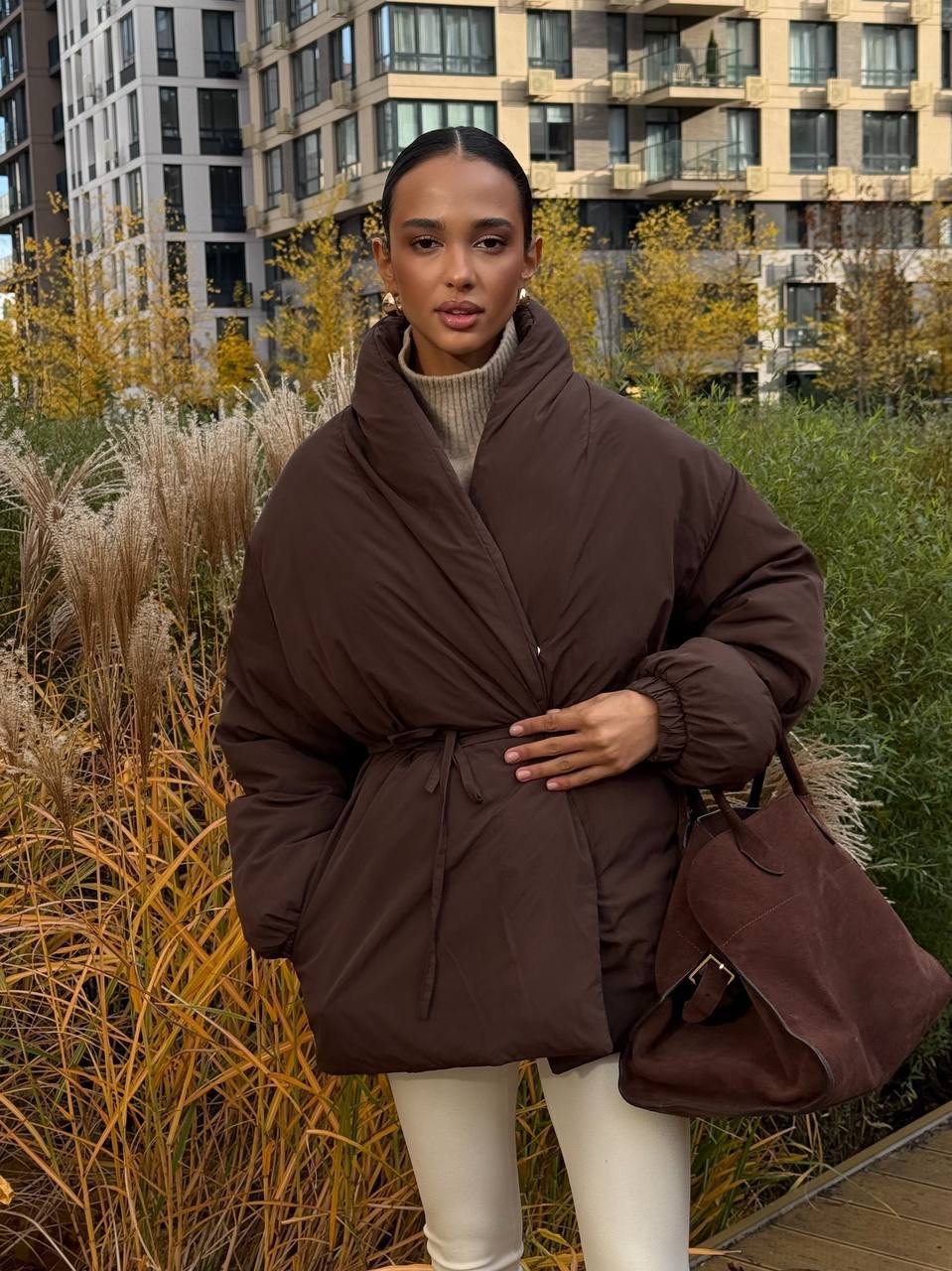 Reversible Eco Down Winter Jacket with Belt