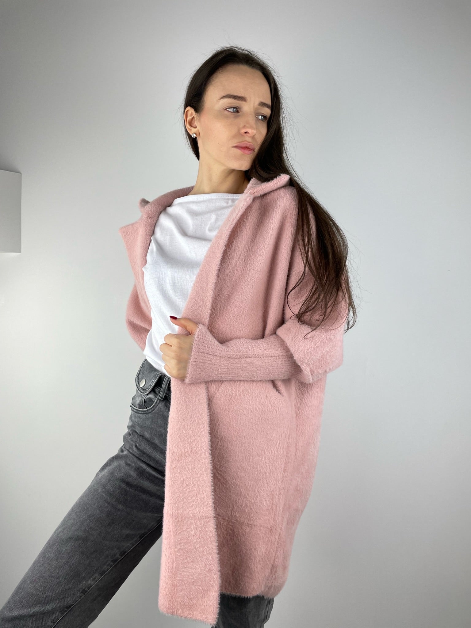 Light Pink long Alpaca coat