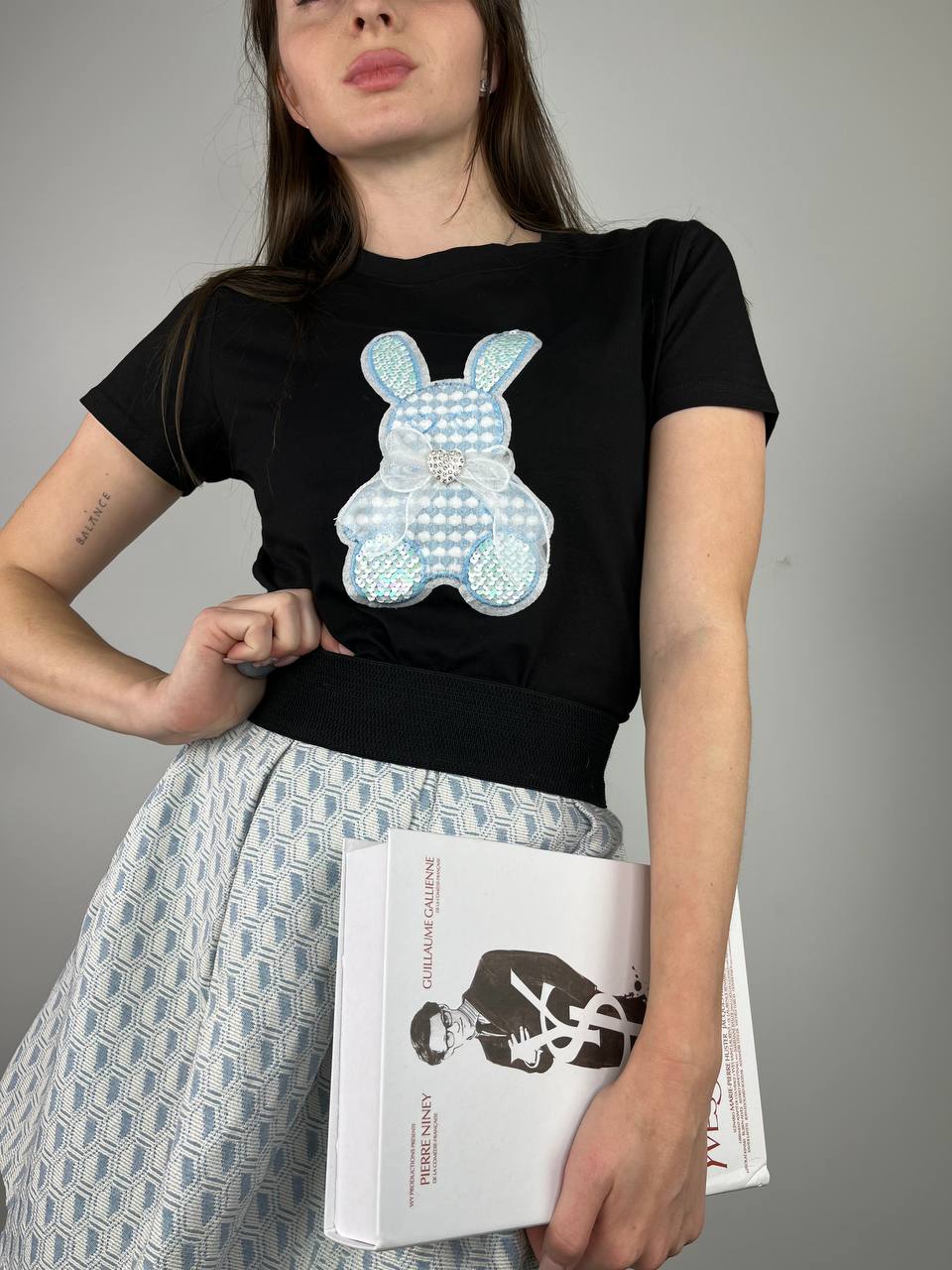 T-shirt Black J-CLAIR with rabbit