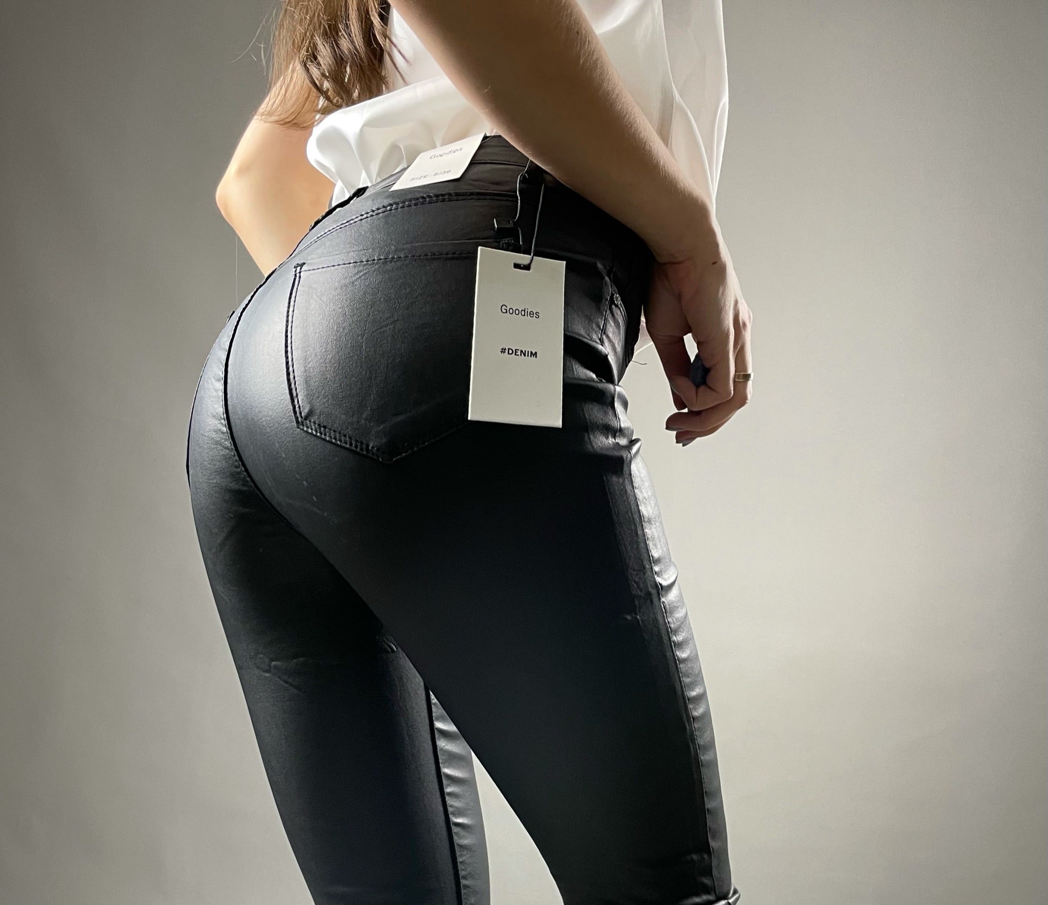 Black Eco Leather Pants Goodies with insulation