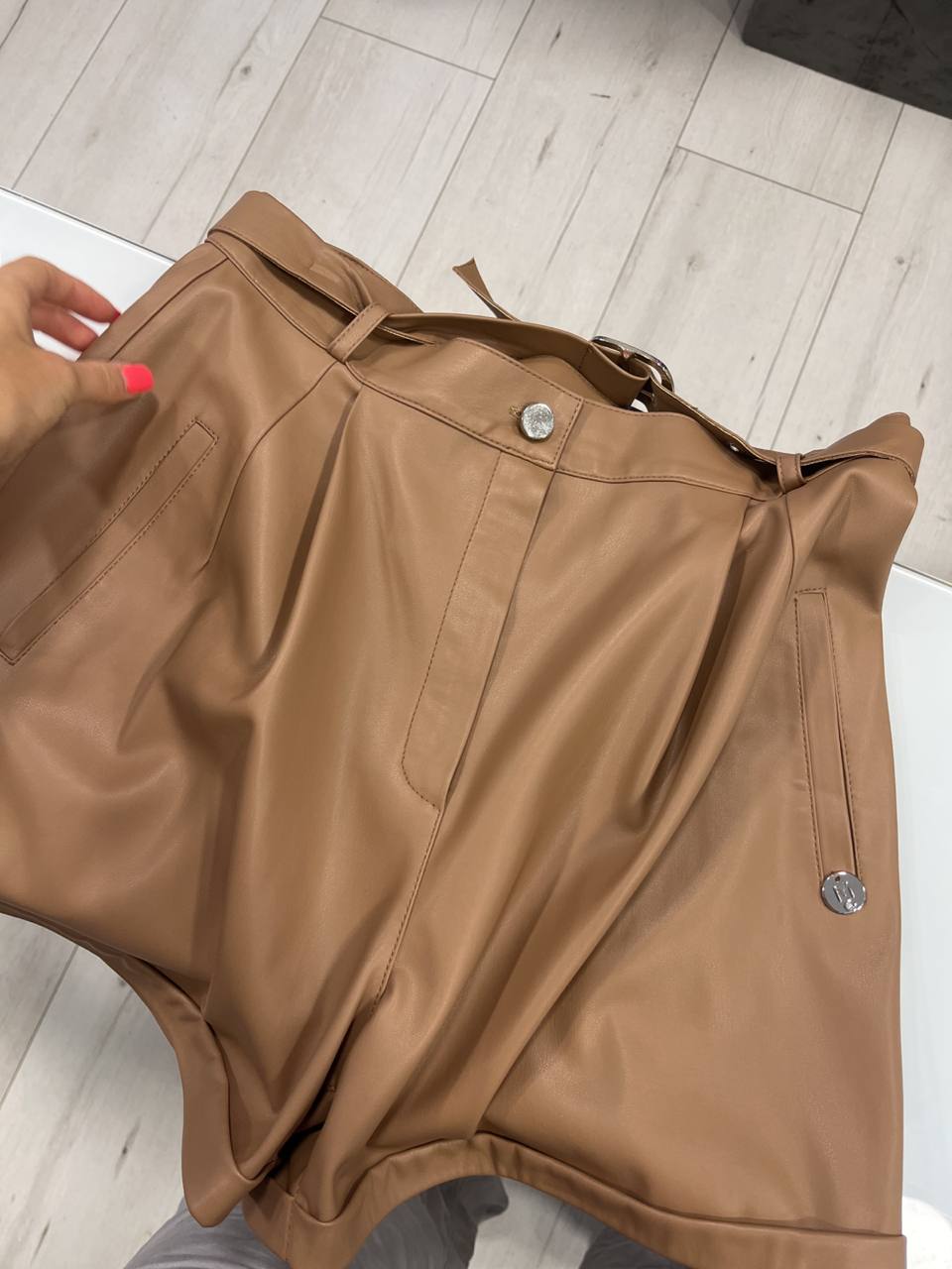 Light Brown Eco leather shorts