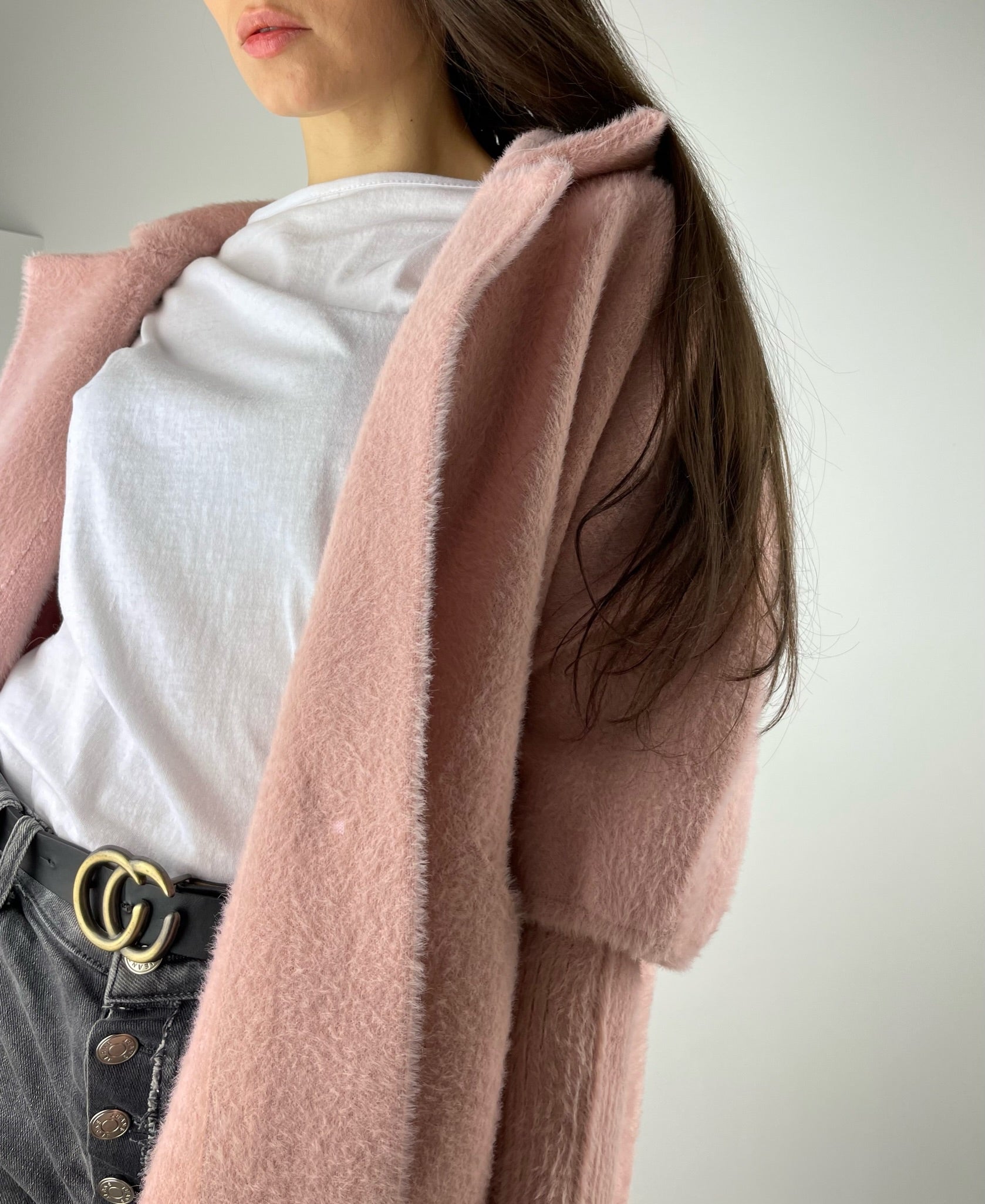 Light Pink long Alpaca coat