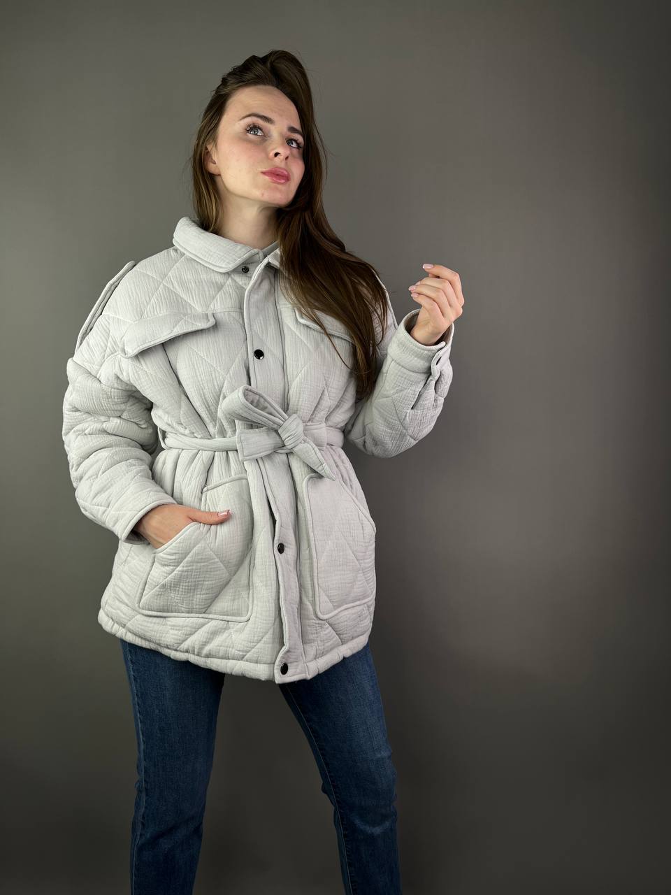 Grey cotton jacket for women