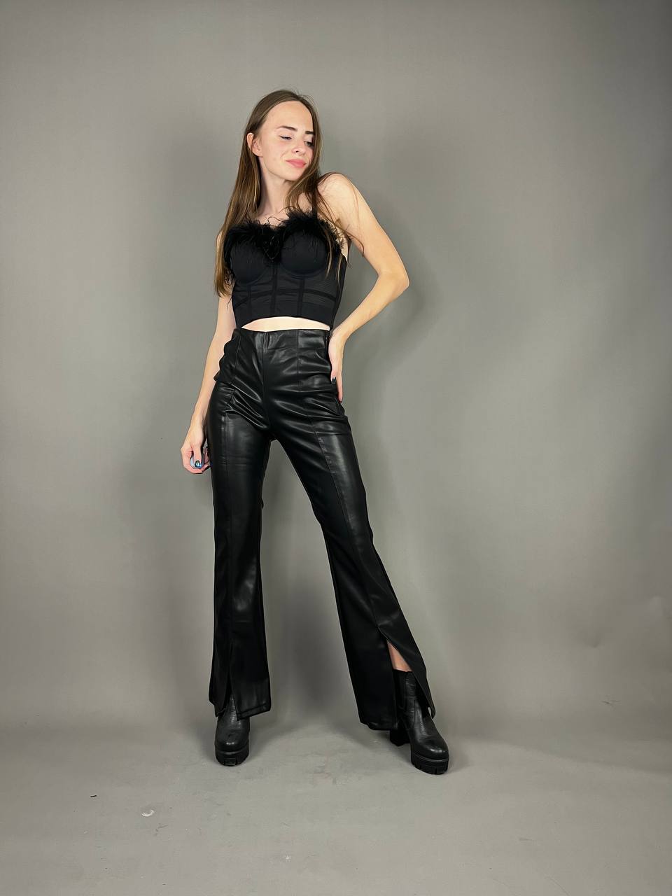 Black Eco Leather Pants