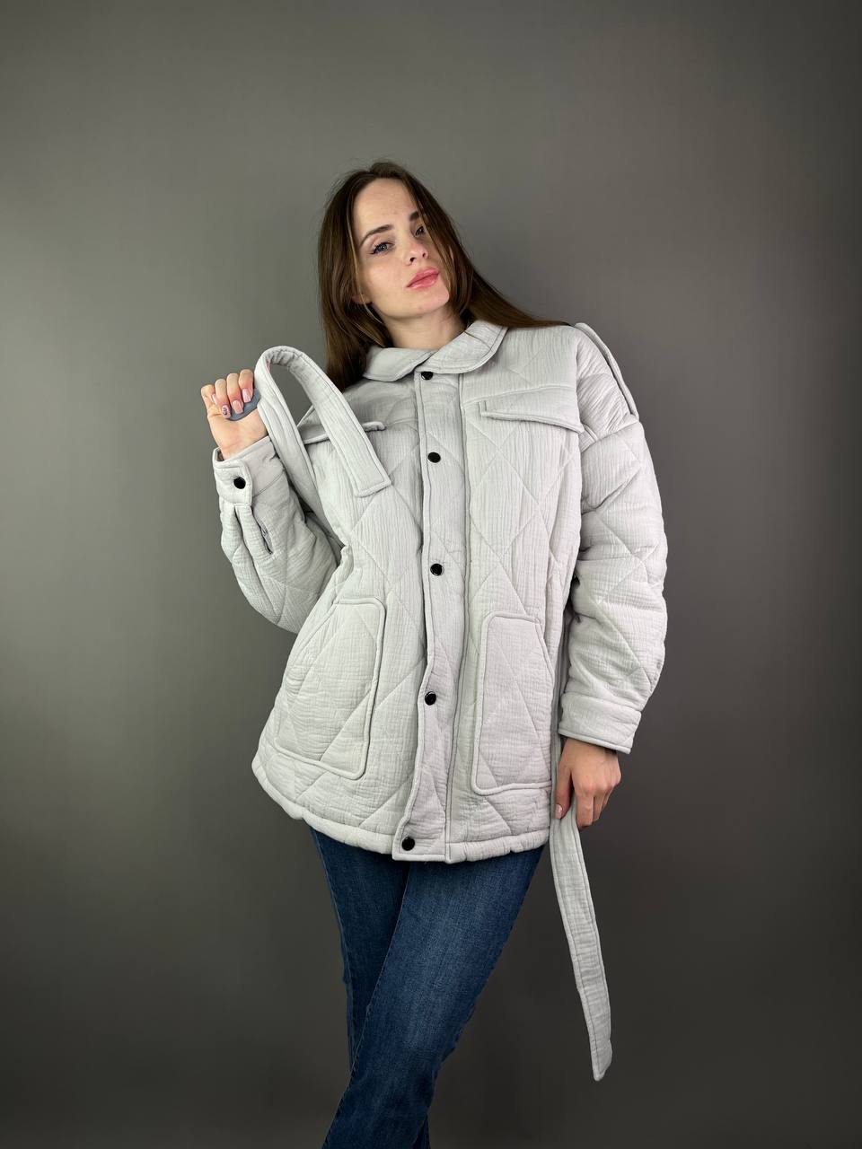 Grey cotton jacket for women