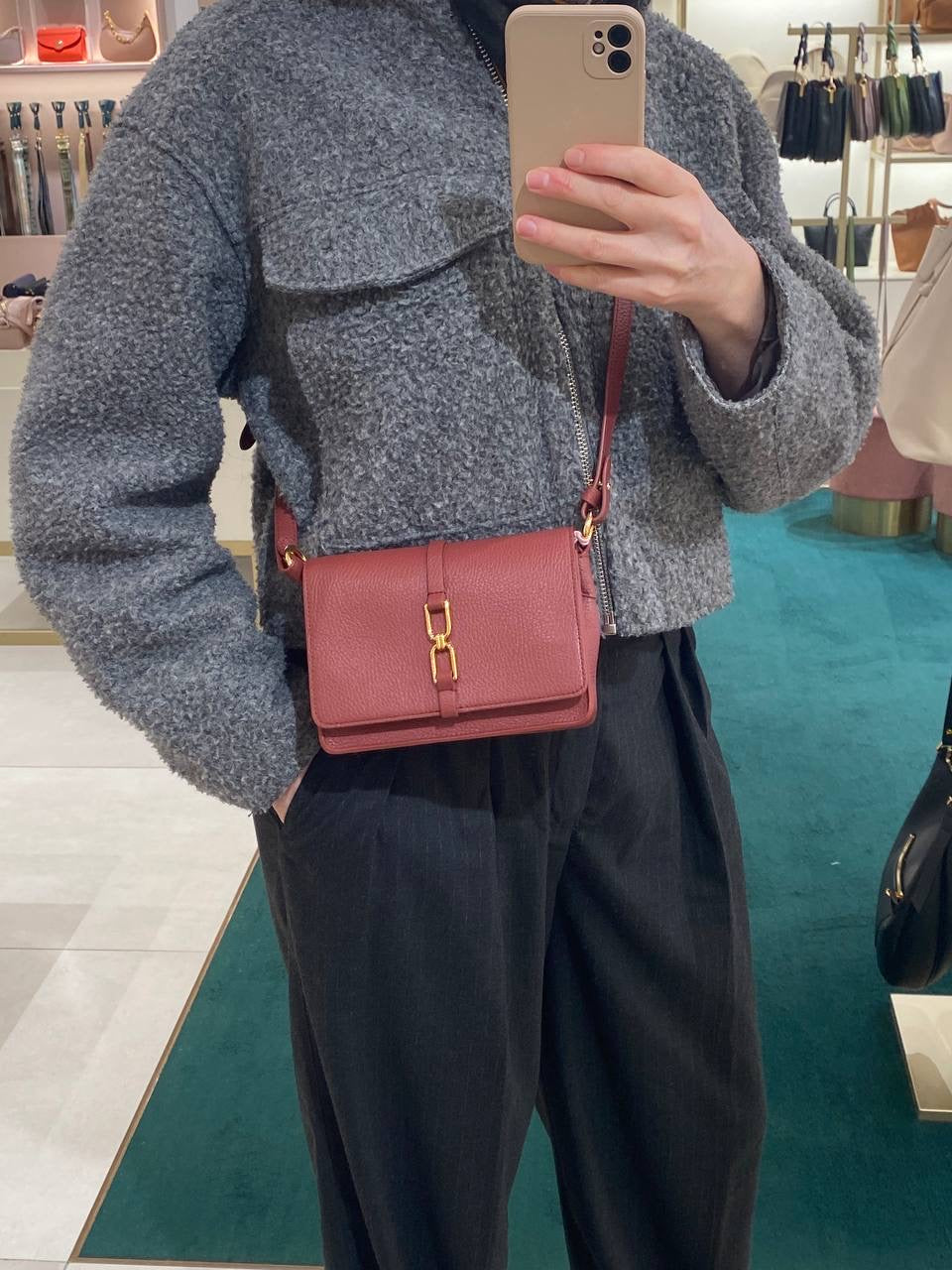 Coccinelle Leather Crossbody Bag – Burgundy