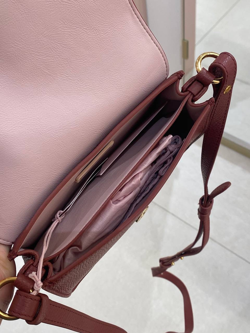 Coccinelle Leather Crossbody Bag – Burgundy