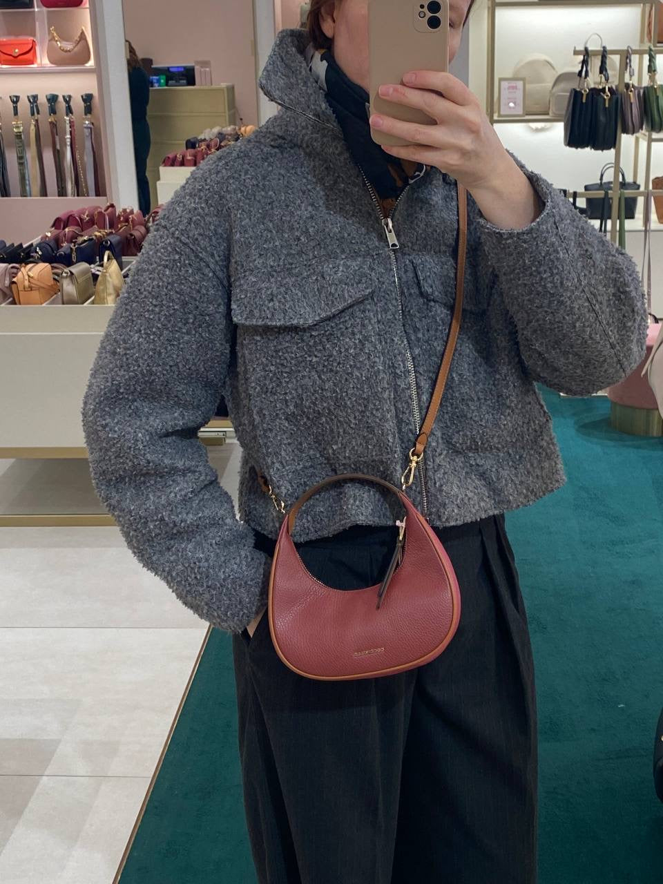 Coccinelle Mini Leather Shoulder Bag – Burgundy