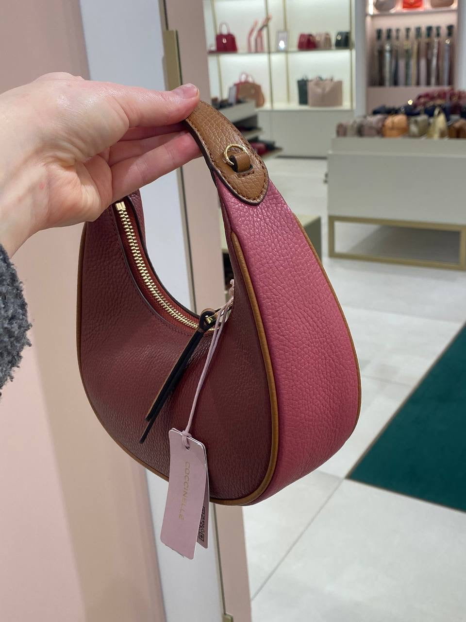 Coccinelle Mini Leather Shoulder Bag – Burgundy