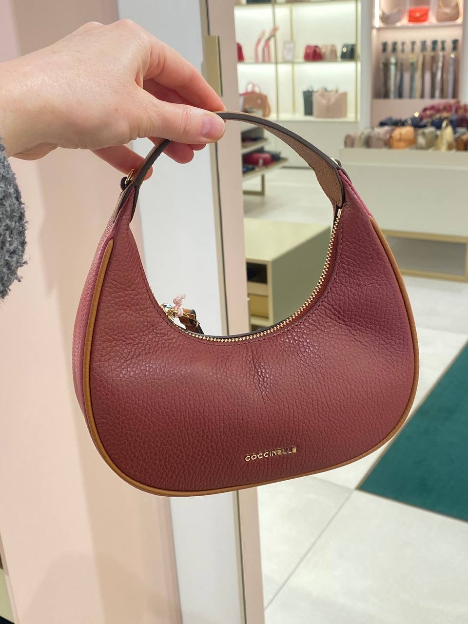 Coccinelle Mini Leather Shoulder Bag – Burgundy